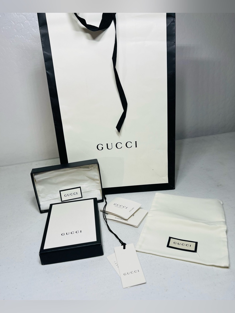 Gucci Empty Gift Box Shopping Bag Dust Bag Ribbon Cards Packaging Set